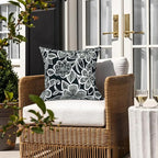 LVTXIII Outdoor Throw Pillows, Decorative Throw Pillows with Inserts, 16"x16" Square Pillows for Bed, Couch, Sofa and Patio Furniture, Set of 2, Flower Black