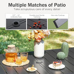 PHI VILLA Outdoor Dining Set for 6, All-Weather Patio Table and Chairs Set for 6 with Umbrella, Heavy Duty Rectangle Patio Table Set for Deck, 6 Large Outdoor Stationary Dining Chairs with Cushions