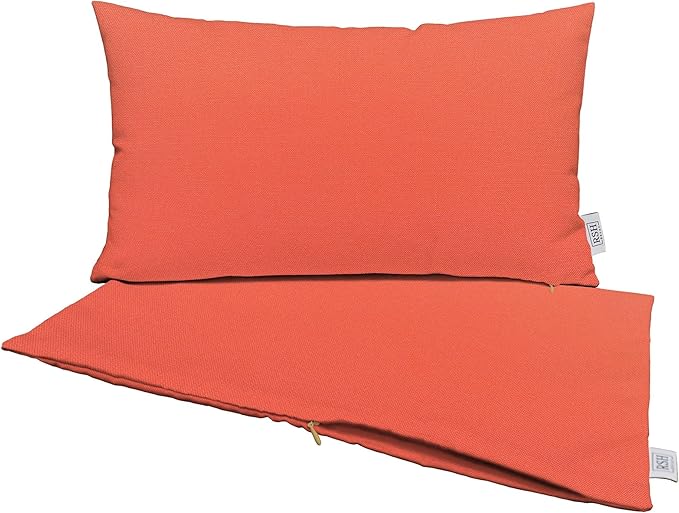 RSH DECOR: Sunbrella Pillow Covers Set of 2 | Covers Only - 26" x 16" | Outdoor Lumbar Pillow Covers Crafted with Sunbrella Performance Fabric | Canvas Melon