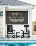 SERWALL Outdoor Rocking Chair Set of 6, Patio Rocking Chair Sets, HDPE Rocking Chair for Adults, Black