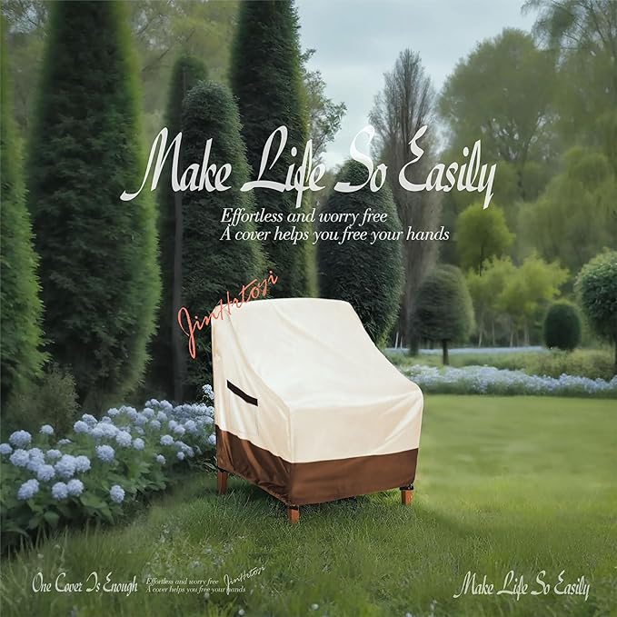 Outdoor Chair Covers 2 Pack, (27W x32D x37H inches)100% Waterproof Heavy Duty Patio Furniture Covers ,Outdoor Furniture Covers Waterproof for Patio Chair Covers,Beige&brown
