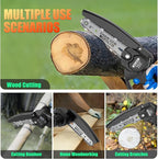 Mini Chainsaw Cordless, 6 Inch Chain Saw Cordless, 700W Powerful Electric Handheld Chainsaw, with 2 Batteries and 2 Chains, Tree Trimmer Gardening Tools Gift for Men, Father, Dad