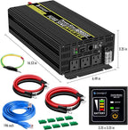 NOVOPAL 3000 watt Pure Sine Wave Inverter, 12V DC to 110V/120V AC Car Power Converter, DC-AC Power Inverter with 3 Outlets, High-Power Terminals - 16ft Remote Control, LCD Display.