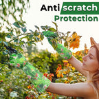 HANDLANDY Women Gardening Gloves, Scratch Resistant Breathable Ladies Rose Pruning Long Gauntlet Floral Print Garden Yard Gloves, Gift for Gardeners (Green, XL)