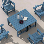 SERWALL Patio Coffee Table, HDPE Rectangle Outdoor Coffee Table Set of 2, Navy
