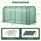 Happygrill Portable Mini Greenhouse, 47" x 22" x 24" Green House w/ Roll-up Zipper Door, Metal Frame, Waterproof Sun-Protective PE Cover, Small Greenhouses for Raised Garden Bed, Outdoor (Green)