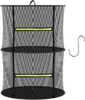 2 Layer Herb Drying Rack, Collapsible Mesh Drying Rack, Small Hanging Drying Net with Green Zipper & Hooks, Indoor Outdoor for Drying Herbs, Socks, Underwear, Seafood & Camping Food (11.81")