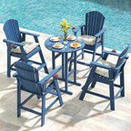 Sundale Outdoor Adirondack Round Bar Table, 39 Inch Height Patio Large Pub Table for 4, All Weather HDPE High Top Bistro Counter Table for Outside Deck Porch Balcony Poolside, Navy Blue