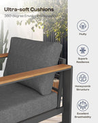 Aluminum Outdoor Patio Furniture Loveseat, All-Weather Outdoor Patio Sofa with Washable Thick Cushion, Patio Sofa Couch for Porch, Balcony, Deck, Yard, Graphite