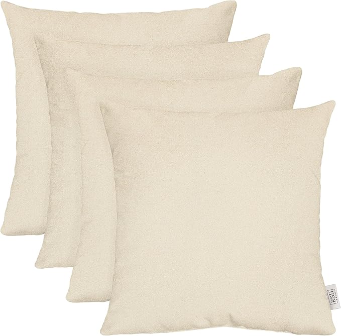 RSH DECOR: Sunbrella Square Throw Pillows Set of 4 | 17" x 17" | Water and Fade-Resistant Performance Fabric | Outdoor Pillow Covers with Down-Alternative Inserts | Made in USA (Canvas True Blue)