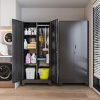 Storage Cabinet 61" H, Metal Outdoor Sheds with Shelves for Tools Storage, Cleaning Supplies Closet with Removable Pegboard for Outdoor, Garage, Utility Room