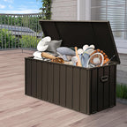 Metal Outdoor Storage Box,160 Gallon Waterproof Large Deck Box, Lockable Heavy Duty Home and Outside Storage Cabinet/Bin Container for Patio/Poolside/Backyard Cushions, Pillow -Brown