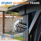 HOTEEL 10x15 Hardtop Gazebo on Clearance with Heavy Duty Galvanized Steel Double Metal roof,Aluminum Frame,Patio Gazebo with Curtains and Netting,Outdoor Permanent Gazebo Pavillon for Backyard,Black
