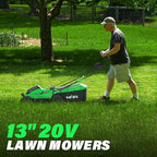 SOYUS Lawn Mower Cordless, 13 Inch 20V Electric Lawn Mowers with Brushless Motor, 5-Position Height Adjustment, 4.0Ah Battery & Charger Included