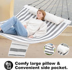 14ft Two Person Outdoor Hammock, Portable Camping with Folding Steel Spreader Bar, Carrying Bag, Carabiners, Tree Straps, Pillow & Sidebag, Quick Dry Textilene, 550 lbs Capacity (Piano)