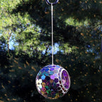Sunnydaze 6-Inch Glass Mosaic Hanging Bird Feeder for Outdoors - Fly-Through Wild Bird Feeder - Iridescent Purple Mosaic