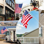 7 FT 1 Inch Spinning Flag Pole Kit for Outside House Porch Residential Wall Mounting, Stainless Metal Flag Poles for 3x5 4x6 Flag with 2-Position Holder Bracket, Rotating Flagpole Rings (7 FT, Silver)