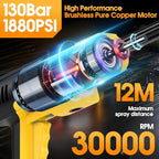 Cordless Pressure Washer, 21V Portable Pressure Washer Cordless, 130Bar Powerful car Washer with 2 * 3.0AhBattery&Multifunctional Nozzle, for Cars/Floors/Gardens