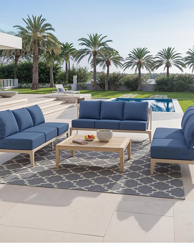 Luxury 24x24x6 Inch Outdoor Chair Cushions Set of 4 - Heavy Duty Water-Resistant Comfortable Cushion for Patio Furniture Set Dining Gliding Rocking Chairs Loveseat L-Shape Sofa - Navy Blue