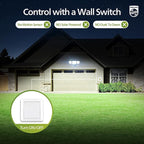 Philips 72W 7400LM LED Flood Lights Outdoor, Switch Controlled Aluminum Security Lights, 3 Adjustable Heads, Wall Mount, 5000K Daylight, Waterproof for Yard, Garage