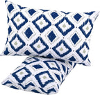 idee-home Outdoor Pillows with Inserts Included, Patio Outside Lumbar Pillows Waterproof Set of 2, 12 x 20 inch