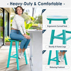 nalone 29 Inch Outdoor Bar Stool, HDPE Bar Chairs with Footrest, Weather Resistant Waterproof Bar Stools Outside Bar Height Stools for Bar, Kitchen Counter, Yard, Balcony (Aruba, 29'' Barstools)