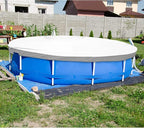 ECOOPTS 14 ft Waterproof Round Polyester Pool Cover for Above Ground Pools, Swimming Pool Cover Protector Winter Safety Cover (Light Grey)