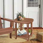 LZRS Outdoor Side Table - 2-Tier Adirondack HDPE Patio End Table for Pool, Porch,Balcony & Backyard,Weather Resistance for Indoor and Outdoor use(Brown)