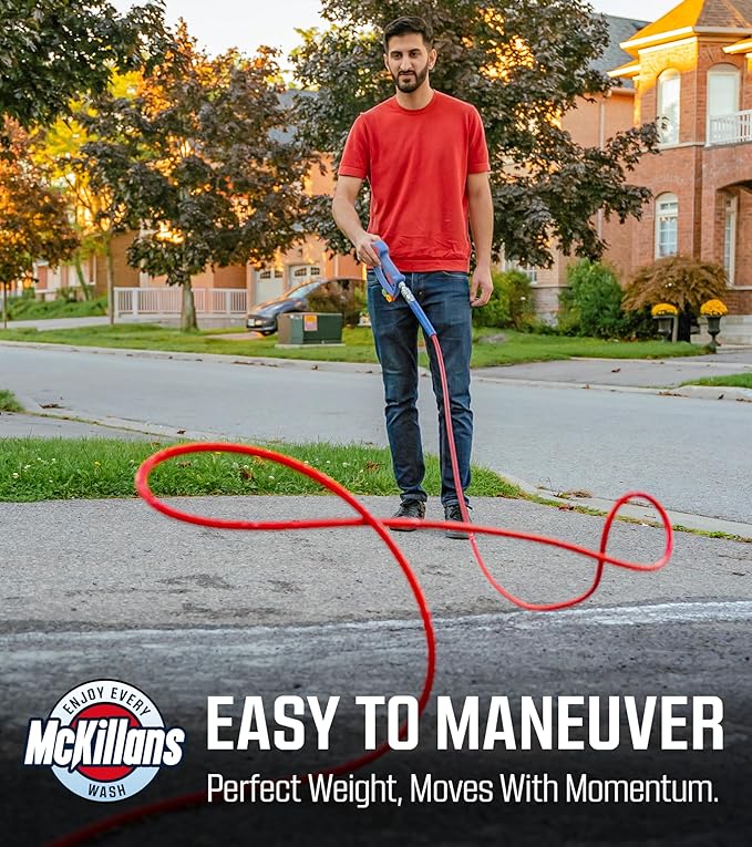 McKillans® Pressure Washer Hose 50 ft - Flexible & Kink-resistant - Steel-Braided & Durable- M22-14mm Stainless Steel Plug - Power Washer Hose - High Pressure 1/4" Inner Diameter - Long 50 ft Reach