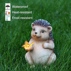 Solar Hedgehog Outdoor Statues Garden Decor with Butterfly LED Lights Hedgehog Statues for Patio Balcony Yard Lawn Ornament, Birthday Gardening Gifts for Mom Grandma Women