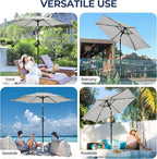 SUNVIVI OUTDOOR Outdoor Patio Umbrella, Patio Umbrella, Market Umbrella, Large Outdoor Umbrella, Metal Pole Umbrella with Push Button Tilt and Crank, Polyester Canopy
