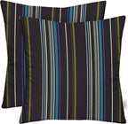 RSH DECOR: Sunbrella Square Throw Pillows Set of 2 | 24" x 24" | Water and Fade-Resistant Performance Fabric | Outdoor Pillow Covers with Down-Alternative Inserts | Stanton Lagoon