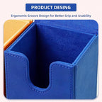 Magic Card Deck Box for MTG Single Deck Card Box fits 100+ TCG Sleeved Cards Soft Leather Card Box Top loading Card Boxes Magic Gift for MTG TCG CCG (Vertical,Dark Blue)