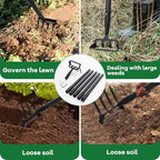 Hoe, Gardening Tool, Weed Tool, Long Soil Tiller Cultivator, Heavy Duty Metal Weeder for Flower Beds, Patio, Garden Loosening Soil Weeding Digging