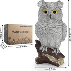 Owl Statue Figurine Home Decoration, Hand-Painted Owl on Branch, Waterproof, Fade-Proof Sculpture for Garden, Patio, Home Decor Statue (Gray)