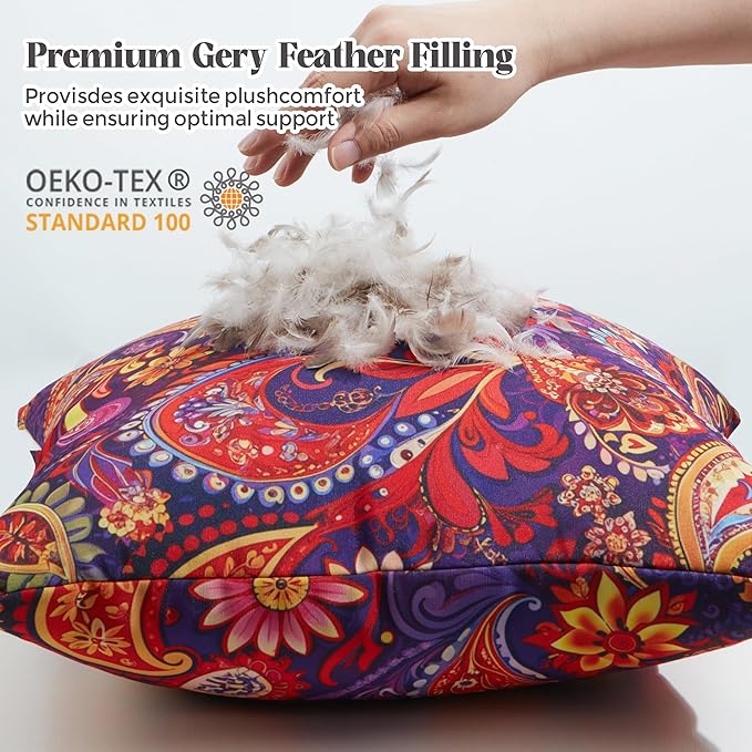 WOLKI Waterproof Outdoor Pillows 20x20 Feather and Down Filled Throw Pillow for Patio Furniture, Outside Decorative Pillow Set of 2