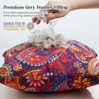 WOLKI Waterproof Outdoor Pillows 22x22 Feather and Down Filled Throw Pillow for Patio Furniture, Outside Decorative Pillow Set of 2 Flower