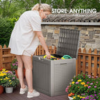 NUNU LAB 32 Gallon Resin Deck Box,Outdoor Indoor Waterproof Storage Box for Patio Cushions, Garden Tools, Pool Accessories,Backyard Storage Bin,Grey