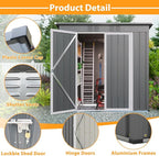 4x6ft Metal Shed Outdoor Storage Shed,Metal Steel Utility Tool Shed Storage House with Double Lockable Doors and Air Vent for Backyard Garden Patio Lawn Gray