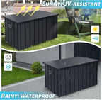 Outdoor Storage Box, 100 Gallon Metal Deck Box Built-in a Oxford Fabric Storage Bag, Lockable & Waterproof Outside Patio Storage Box - Gray