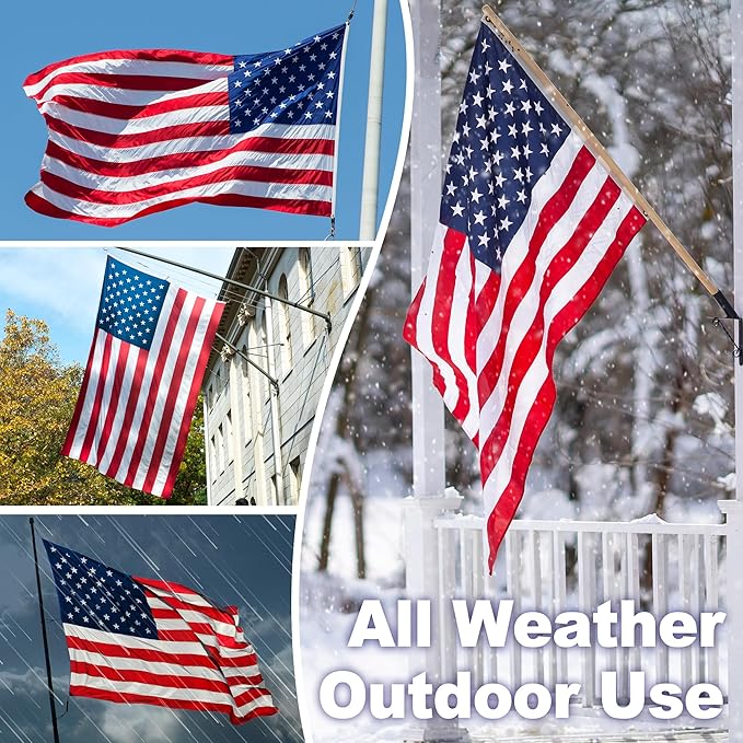 American Flag 4X6 FT TearProof Series, Heavy Duty Tough Spun Polyester USA Flags High Wind for Outside Outdoor with Durable Embroidered Stars Sewn Stripes Brass Grommets