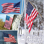 American Flag 2.5x4 FT TearProof Series, Heavy Duty Tough Spun Polyester USA Flags High Wind for Outside Outdoor with Durable Embroidered Stars Sewn Stripes Brass Grommets