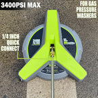 15" Pressure Washer Surface Cleaner with Wheels, 3400 Max PSI, Pressure Washer Attachment for Concrete, Driveway, Patio, and Sidewalks