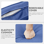 HUMMUH 8 Piece Patio Furniture with Fire Pit,PE Wicker Outdoor Conversation Sets-6-Seater Sofa,Patio Swivel Chairs Outdoor Chairs, Propane Fire Pit,Side Table for Porch,Garden,Backyard(Brown/Blue)