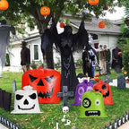 Halloween Pumpkin Leaf Bags, 10 Pcs Large Reusable Plastic Yard Trash Bags with Twist Ties for Fall Porch Decorations, Garden Waste & Outdoor Halloween Decorations