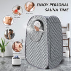 Portable Steam Sauna, Personal Steam Sauna Tent for Home Spa, Full Size Portable Spa Sauna Box with 3L 1000W Sauna Steamer, Large Size Foldable Chair Included, Grey