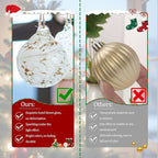 Hand Blown Glass Gazing Balls for Garden Hanging Friendship Balls Christmas Ball Ornaments for Xmas Tree Decoration (White)