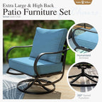 Sophia & William Patio Furniture Sets for 7 Outdoor Conversation Set 7 Pcs with 2 x Swivel Sofa Chairs, 2 x Armrest Chairs, 1 x 3-Seat Sofa, 2 x Ottomans for Coffee Garden Backyard Poolside Navy