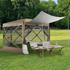 COBIZI 12x12 pop up Gazebo on Clearance Screen Tent for Camping, Scalable Sesign Outdoor Canopy Tent with Extension Support Poles & sidewalls,with Portable Carrying Bag and Ground Stakes,Khaki