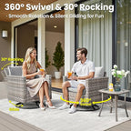 ovios 9 Pieces Patio Furniture Set, Outdoor Wicker Sectional Sofa with 2 Swivel Chairs Coffee Table, Modern Modular Deep Seat Rattan Couch Conversation Sets, Dark Grey